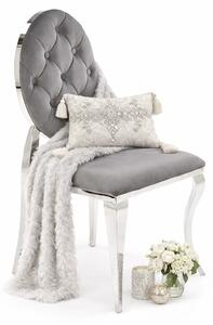 Krzesło medalion w stylu glamour popielaty + srebrny E8-R45