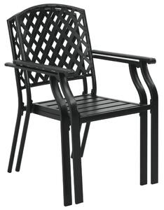 Krzesła ogrodowe, 4 szt., kratkowane, stal, czarne