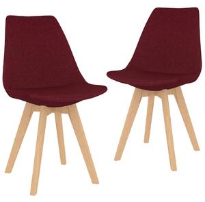 Krzesła stołowe, 2 szt., winna czerwień, obite tkaniną