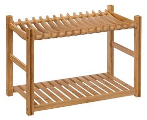 Suszarka na naczynia stojąca, 2 poziomy, bambusowa, z pojemnikiem na sztućce, 53 x 24,7 x 33 cm