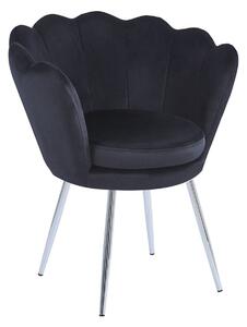 Krzesło Muszelka SHELL CHROME czarne na srebrnych nóżkach welur
