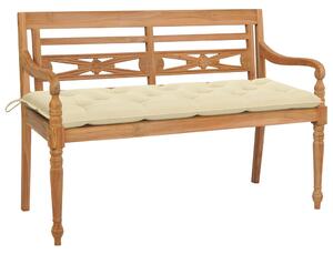 Ławka Batavia z kremową poduszką, 150 cm, drewno tekowe