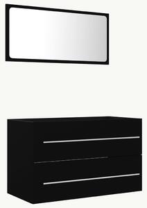 2-częściowy zestaw mebli łazienkowych, czarny, płyta wiórowa