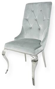 Krzesło glamour Antonio Dark Silver z kołatką - nowoczesne krzesło pikowane guzikami