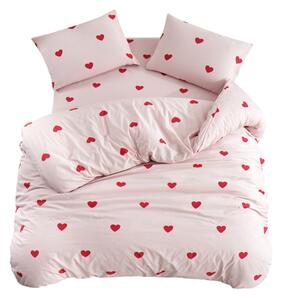 Różowa pościel jednoosobowa z prześcieradłem/3-częściowa 160x220 cm Red Heart – Mila Home