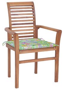 Krzesła stołowe z poduszkami w liście, 8 szt., drewno tekowe
