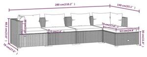 Zestaw Mebli Ogrodowych Komplet Wypoczynkowy Z Poduszkami 5-Częściowy Brązowy Rattan Na Taras Balkon Ogród