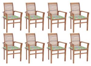 Krzesła stołowe z poduszkami w liście, 8 szt., drewno tekowe