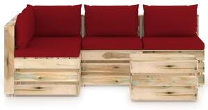 5-cz. zestaw wypoczynkowy do ogrodu, z poduszkami, drewniany
