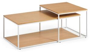 Stoliki z blatem w dekorze dębu w jasnym naturalnym kolorze zestaw 2 szt. 50x100 cm Yoana – Kave Home