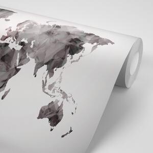 Tapeta wielokątna mapa świata w czerni i bieli
