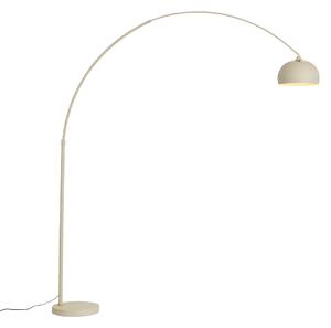 Nowoczesna Lampa Łukowa Beżowa z Marmurową Podstawą - XXL