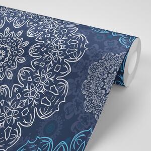 Samoprzylepna tapeta niebieska mandala z abstrakcyjnym wzorem