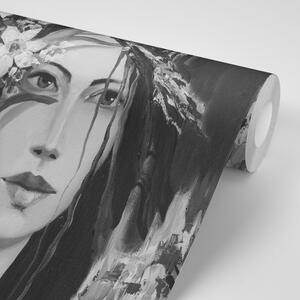Samoprzylepna tapeta czarno-biały oryginalny obraz kobiety