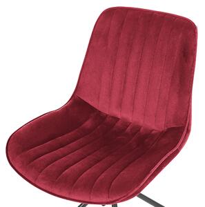 Zestaw 2 krzeseł do jadalni tapicerowanych welurowych bez podłokietników czerwone Navasota Beliani