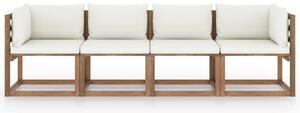 Sofa 4-os. z palet, z poduszkami, impregnowane drewno sosnowe