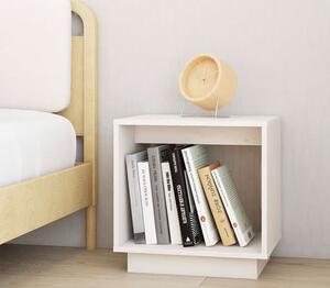 Biała drewniana minimalistyczna szafka nocna - Fono