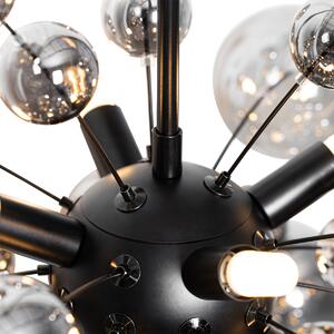 Designerska lampa wisząca czarna z przydymionym szkłem 8 świateł - Explode Oswietlenie wewnetrzne