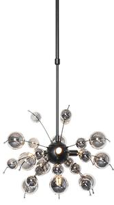 Designerska lampa wisząca czarna z przydymionym szkłem 4-light - Explode Oswietlenie wewnetrzne