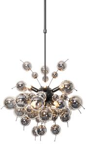Designerska lampa wisząca czarna z przydymionym szkłem 8 świateł - Explode Oswietlenie wewnetrzne