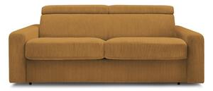 Musztardowa sztruksowa rozkładana sofa 195 cm Monaco – Bobochic Paris