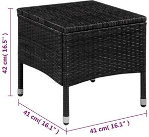 Zestaw Mebli Ogrodowych Bistro 3-Częściowy Czarny Rattan Na Taras Balkon Ogród