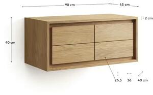 Brązowa wisząca szafka pod umywalkę z litego drewna tekowego 90x40 cm Kenta – Kave Home