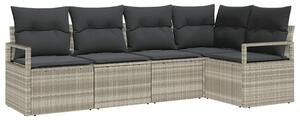 Zestaw sof na ogród z poduszką 5 szt. jasnoszary
