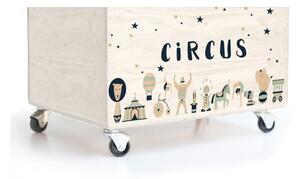 Dziecięcy sosnowy pojemnik na kółkach Folkifreckles Circus Crew