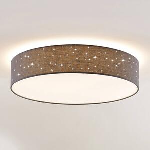 Lindby Lampa sufitowa LED Ellamina, możliwość ściemniania, czarny, salon / jadalnia, tkanina / materiał / jedwab, nowoczesny
