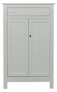 Jasnoszara wysoka komoda z litego drewna sosnowego z zamkiem 93x150 cm Eva – WOOOD