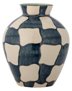 Niebiesko-kremowy szklany ręcznie malowany wazon (wysokość 24 cm) Check – Bloomingville