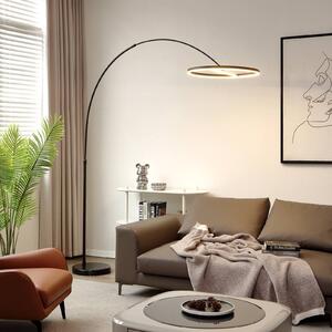 Łukowa lampa podłogowa LED Lucande Virvera, okrągła, czarny, metal