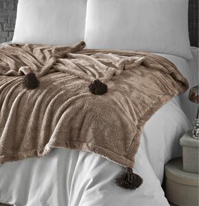 Brązowa narzuta z mikropluszu na łóżko dwuosobowe 200x220 cm Pufffy – Mijolnir
