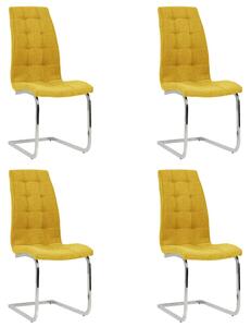 Wspornikowe krzesła stołowe, 4 szt., żółte, obite tkaniną
