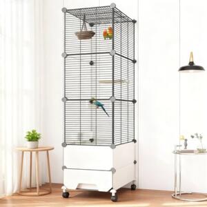 Klatka Dla Ptaków Nuxie PX3 Z Tackami 155X37X37CM Woliera z Kółkami