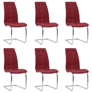 Wspornikowe krzesła stołowe, 6 szt., winna czerwień, tkanina
