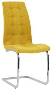 Krzesła stołowe, wspornikowe, 2 szt., żółte, tkanina