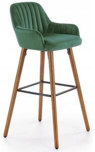 Krzesło Barowe H93 Welur Zielony/Orzech