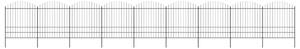 Panele ogrodzeniowe z grotami, stal, (1,75-2) x 15,3 m, czarne