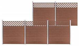 Ogrodzenie z WPC, 5 paneli kwadratowych, 872 x 185 cm, brązowe