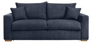 Ciemnoniebieska sztruksowa rozkładana sofa 225 cm Augustin – Bobochic Paris