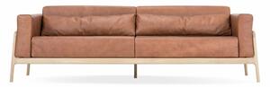 Karmelowa sofa z bawolej skóry z konstrukcją z litego drewna dębowego Gazzda Fawn, 240 cm