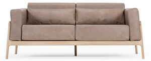 Jasnobrązowa sofa z bawolej skóry z konstrukcją z litego drewna dębowego Gazzda Fawn, 180 cm