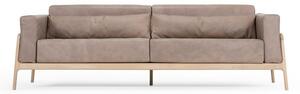 Jasnobrązowa sofa z bawolej skóry z konstrukcją z litego drewna dębowego Gazzda Fawn, 240 cm