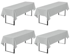 Zestaw 4 sztuk jasnoszarych obrusów na stolik do piwa, wymiar 260 x 110 cm, możliwość prania