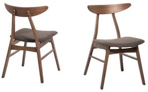 Zestaw 2 krzeseł do jadalni ciemnoszare siedzisko ciemne drewno Lynn Beliani
