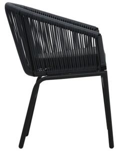 Krzesła ogrodowe, 2 szt., czarne, rattan pe