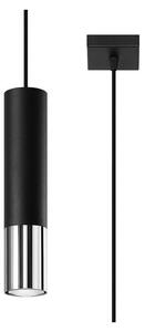 Metalowa lampa wisząca w czarno-srebrnym kolorze ø 8 cm Longbot – Sollux