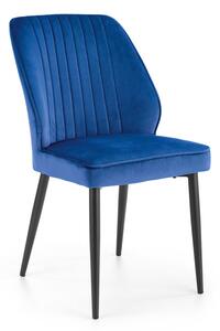Niebieskie welurowe krzesło tapicerowane - Arsin